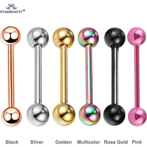 2 pcs/lot 1.6x18mm 14G Barbell Tongue Piercing Tongue Ring Nipple Ring Sexy Stainless Steel Jewelry Helix Piercing Earrings 14G