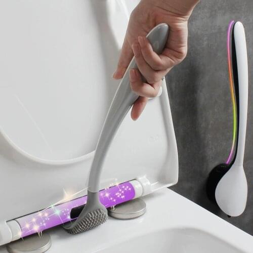 Silicone Cleaning Brush Soft Toilet Lavatory Clean Brushes Convinient Wall-mounted Cleaning Set Tools Bathroom Accessories