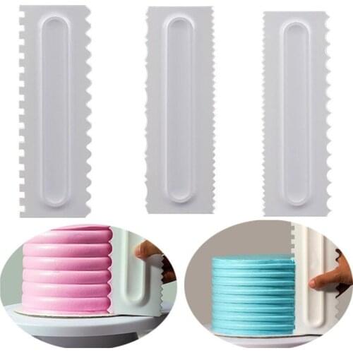 3pcs Cream Scraper Irregular Teeth Edge Spatulas Cake Baking Scraper Fondant Cake Slicer Pastry Cutters Tools DIY Decorating
