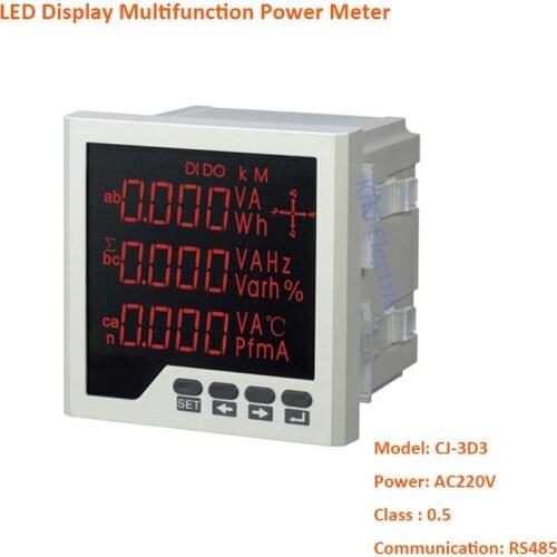 LED Display Three Phase Multifunction Power Meter 220VAC Digital Panel Mount Meter With RS485 Communication