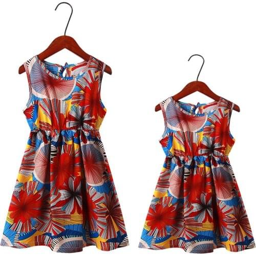 Pure Cotton Loose Sleeveless Summer Sundress Family Outfit Mathing Mommy and Me Clothes Toddler Girls Comfortable Beach Dresses