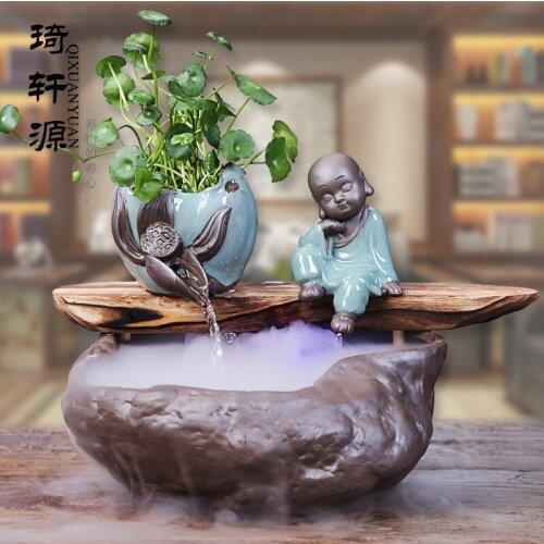 New Chinese style Creative design Zen garden humidifier fortune Desktop furnishing articles Landscape plants ceramic decoration