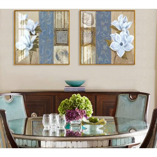 Vintage safflower canvas painting Magnolia Flower Blossom vase Canvas Wall Art Floral Oil Paintings for Home Decoration