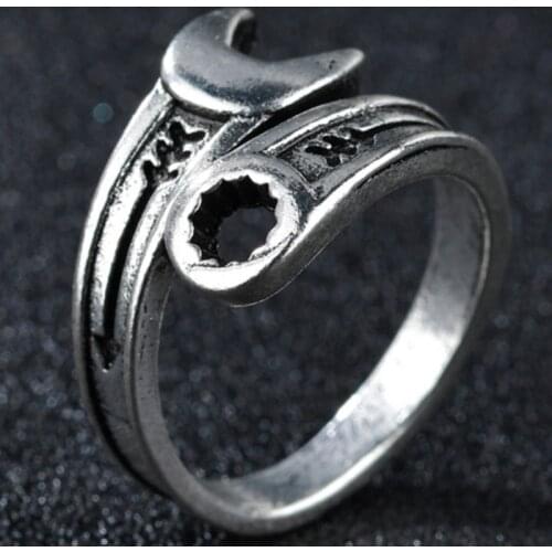 Vintage Mens Rings Cool Biker Rings Mechanic Wrench Punk Rings Silvery Color masculino Male Jewelry Dropshipping