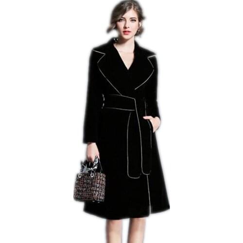 2020 Autumn Winter Womens Vintage Gold Long trench