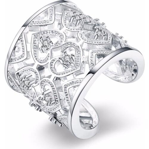Free Shipping Standard Sterling Silver Jewelry Vintage Jewelry Hollow Jewelry Sterling Silver Ring Womens Open Ring