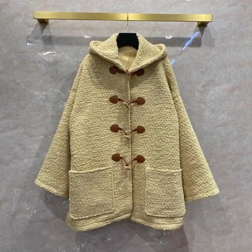 Winter 2021 Womens Designer High Quality Wool Hooded overcoat C531