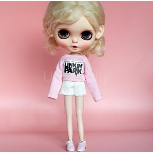 1 Set Fashion 1/6 Blyth Doll Clothes Pink T-shirt + White Shorts for Barbies Azone Outfit Dolls Accessories