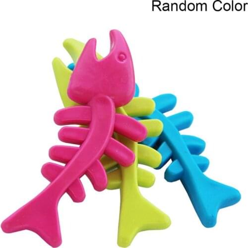 1PCS Random Color Rubber Puppy Toy Fish Bone Shape Toy Creative Dog Teething Chew Toy Dog Bite Toy Pet Interactive Toys