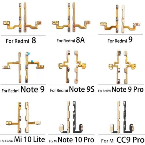 10Pcs Power Switch On/Off Button Volume control Key Button Flex Cable For Xiaomi Redmi 9 Note 9 9S / Mi 10 lite / Note 10 Pro