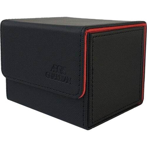 100+ AEGIS GUARDIAN Side-Loading Card Case Deck Case Mtg Pokemon Yugioh Deck Box: Black+Red