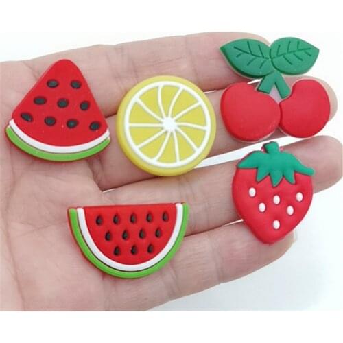 20Pcs/Lot Soft pottery Fruit Resin Flatback Ornament Accessories watermelon Cherry Strawberry lemon Clay Beads Charm Material