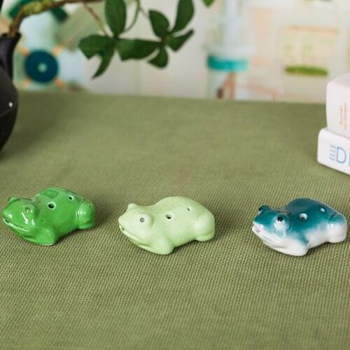 3 Colors Ocarina 6 Hole Frog Small Ocarina Alto C Tone Beginner Ocarina Tourist Souvenir Teaching Toys Ceramic Pendant