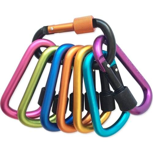 4pcs Aluminum Carabiner Screw Lock D-ring Keychain Clip Hook Outdoor Climbing Camping Hiking Fishing Traveling Accessories