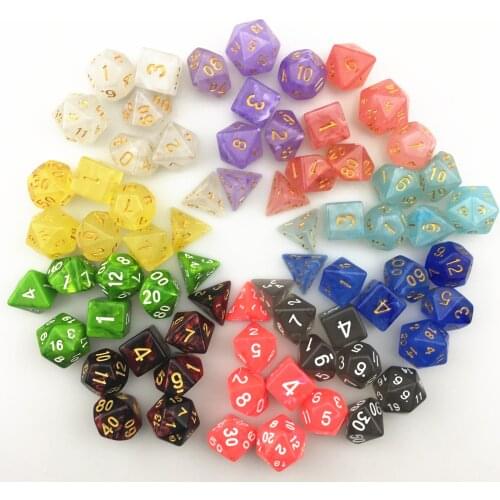 7pc/lot Dice Set D4 D6 D8 D10 D10% D12 D20 Colorful Polyhedral dice for Board Game TRPG Games Dice Set