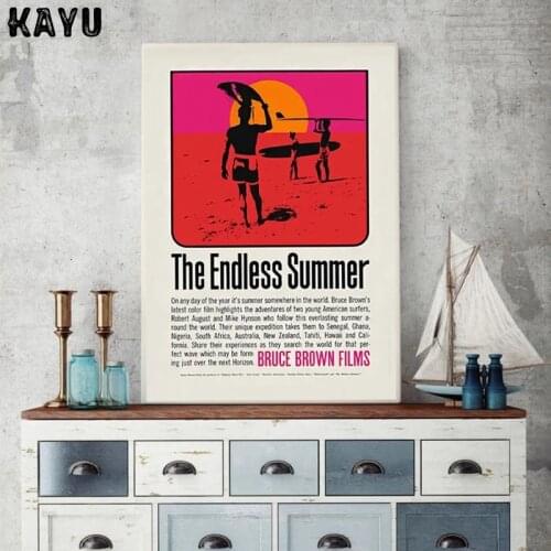 The Endless Summer Canvas Print John Van Hamersveld Natural Retro Movie Poster Surfboard Wall Art Picture Vintage Painting Decor