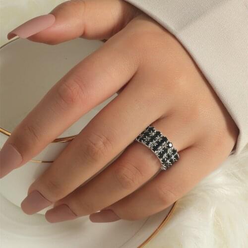 2016 Trendy Rainbow Colorful Multilayer 3 rows chain Rhinestone Sparkling Shiny Elastic Ring For Women bridal Fashion Jewelry