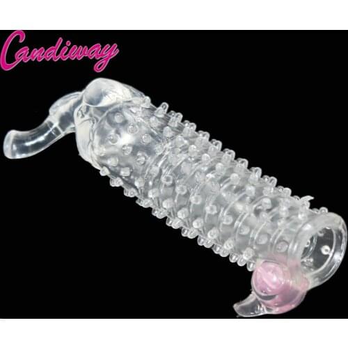 Candiway Crystal Elephant Shape Reusable Delay Ejaculation Dotted Condom Penis Sleeve Vibrator Sex Product Adult Sex Toy For Men