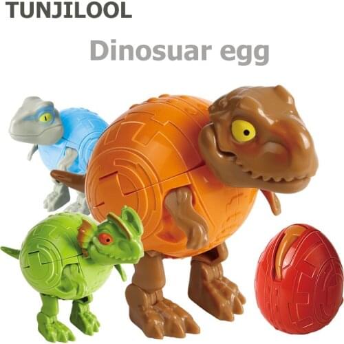 TUNJILOOL Dinosaur EggsDIYDeformation Toy Simulation Animal Model Tyrannosaurus Triceratops