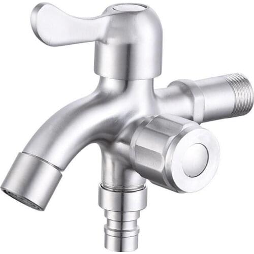 G1/2” 304 Stainless Steel Dual-purpose Multi-function Dual-handle Dual-control Washing Machine Faucet Torneiras Do Banheiro