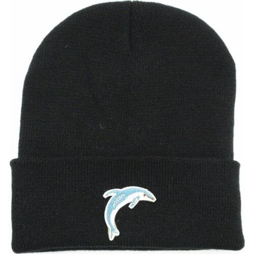 Dolphin Animal embroidery Thicken knitted hat winter warm hat Skullies cap beanie hat for men and women 204