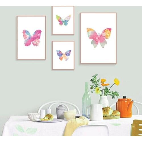 Canvas Painting Nordic Style Minimalist Colourful Butterfly Abstract Wall Art Posters And Prints Modular Pictures For Room Decor