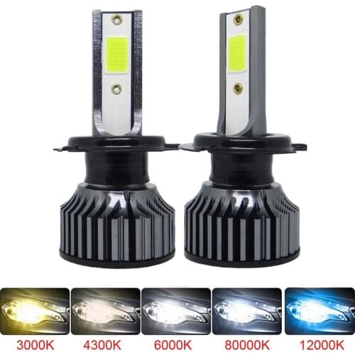 2Pcs Canbus Car Headlights Bulb LED H4 H7 H1 H3 H11 H13 H27 880 HB3 HB4 9004 9007 12000Lm Ice COB 6500K 4500K Auto Fog Light