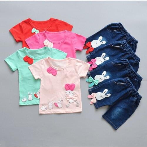 Baby girls Clothing Sets Cute Summer T-Shirt Cartoon Children girls Clothes Suit for Kids Outfit cute Outfit Infant Clothes