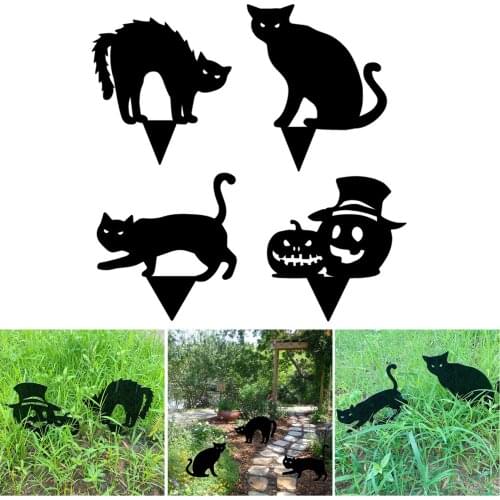Creative Acrylic Garden Stakes Black Cat Silhouette Art Ornament Halloween Decoration For Garden Courtyard Lawn tuin decoratie
