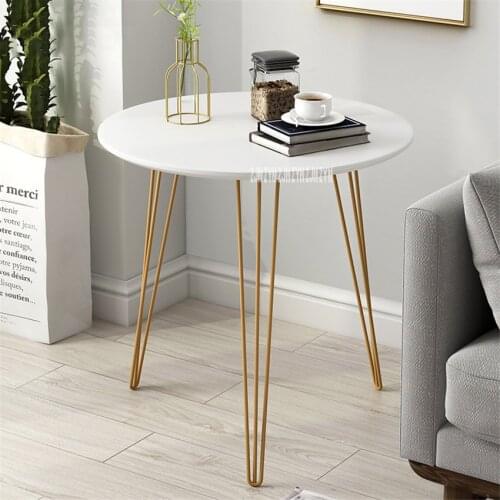 H70 Small Round lron Tea Table Simple Modern Creative Sofa Side Table Living Room Balcony Small Storage Coffee Negotiation Table