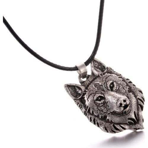 Trendy Animal Wolf Head Pendant Necklace Mens Necklace Vintage Metal Silver Plated Viking Jewelry Wolf Totem Jewelry Accessorie