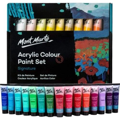 Mont Marte Premium Metallic Acrylic Paint Set 36ML x 36Colors Suitable for Most Surfaces Including Canvas Card Paper and Wood