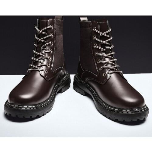 Mens chelsea ankle dress zapatos punk men ANKLE leather platform cowboy western hombre vintage vesonal BOOTS Winter high boty