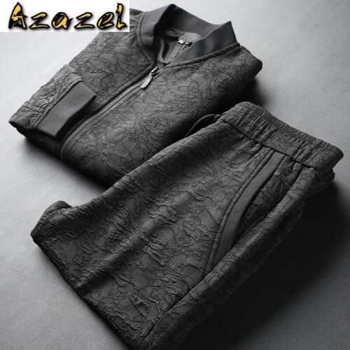 Azazel Men Sets (sweatshirt+pnats) Luxury Add Velvet Hooded Sweatshirt Male Autumn And Winter Slim Fit Men Set With Pants 4XL