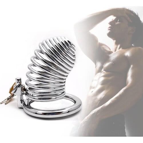 40/45/50mm Male Stainless Steel Cock Cage Penis Lock Penis Ring Chastity Device Urethral Catheter BDSM Adult Games Prison Bird