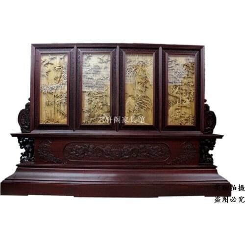 Dongyang woodcarving wall hanging pendant hanging folding screen Ming seat screen sijihua meilanzhuju special offer products