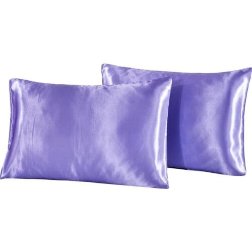 Solid Color Pillow Cases Bedding Pure Color Simple Satin Imitation Silk Pillowcase Cushion Set