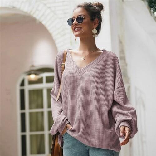 Autumn Winter V Neck Knitted Pullovers Sweater Women Casual Solid Full Sleeve Sweater Top 2020 New