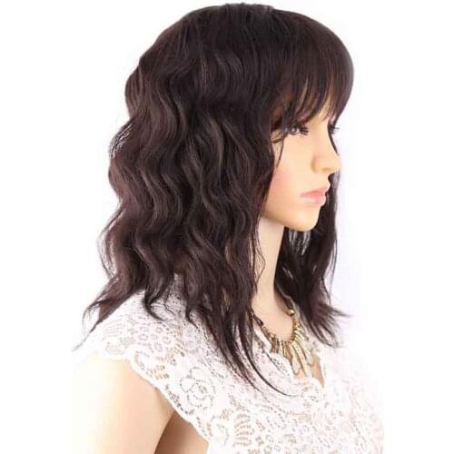 Amir Bob Wig Synthetic Mixed Color Black Mix Dark Brown Wigs For Women Medium Length Heat Resistant Cosplay Wigs