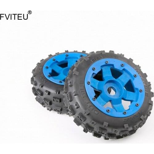 FVITEU Complete Rubber Front Knobby Wheel Tire set with Nylon Wheel Hub Fit 1/5 HPI Baja 5B Rovan King Motor