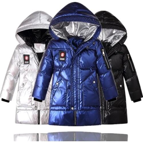 Russia Snowsuit Children Down Jacket Fashion Shiny Design Kids Parkas Thicken Warm Outerwear Coat For Teen Boy 5-15 Y Overcoat