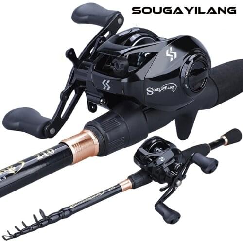 Sougayilang Portable Telescopic Fishing Combo 1.8-2.4m Casting Fishing Rod And 13BB 7.2:1 High Speed Gear Ratio Fishing Reel Set