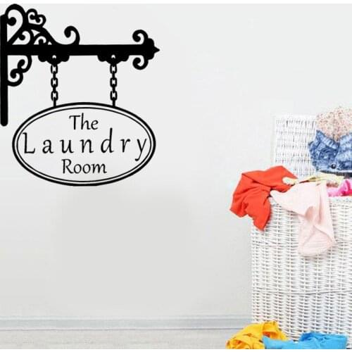 Laundry Room Wall Art Vinyl Decal Sticker Custom Words Decor Retro Street Sign Wall Murals Waterproof Deco DIY LY05