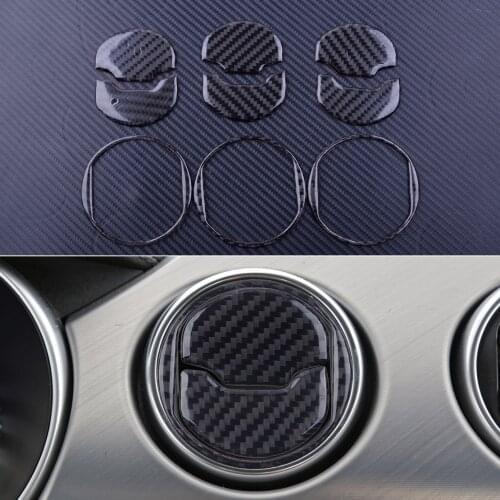 Carbon Fiber Car Interior Console Air Condition Vent Outlet Cover Trim Sticker For Ford Mustang 2014 2015 2016 2017 2018