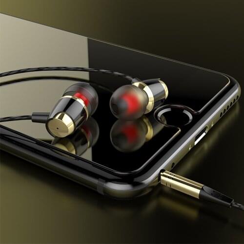 Universal Sport Wired headphones Metal Wire dynamic Stereo with microphone for smartphone наушники Wholesale free shipping