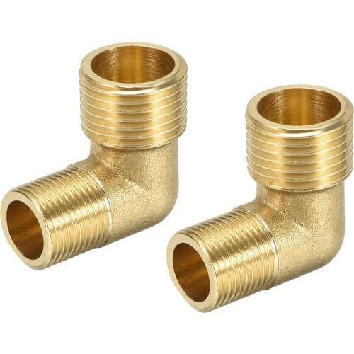 Uxcell Brass Pipe Fitting 90 Degree Elbow G3/8 Male x G1/2 Male 2pcs