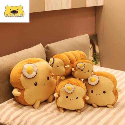 Poached Egg Cute Toast Bread Plush Toy Lovely Stuffed Doll Pillow Sofa Bed Decor for Birthday Gift Plush Doll Bread Plush Doll