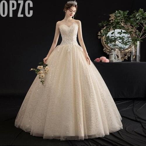 Custom Made Real Photo Plus size Bead Strapless Lace Wedding Dresses Cheap Off White Champagne Bride Frocks Vestidos De Novia