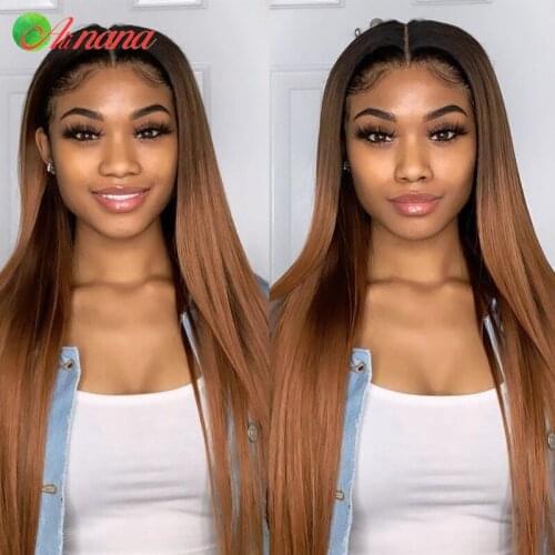 1B/30 Straight Ombre Brown Lace Front Wig 1B/27 Blonde Color Human Hair Lace Closure Wig 13x4 Lace Frontal Wigs Pre-Plucked
