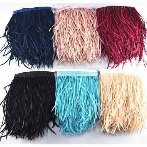 2 Meter/Lot Beautiful Pruning Geese Feathers Trims Ribbon Fringe 6-8" 15-20CM Trimming For Crafts Carnival Costumes Diy Clothing